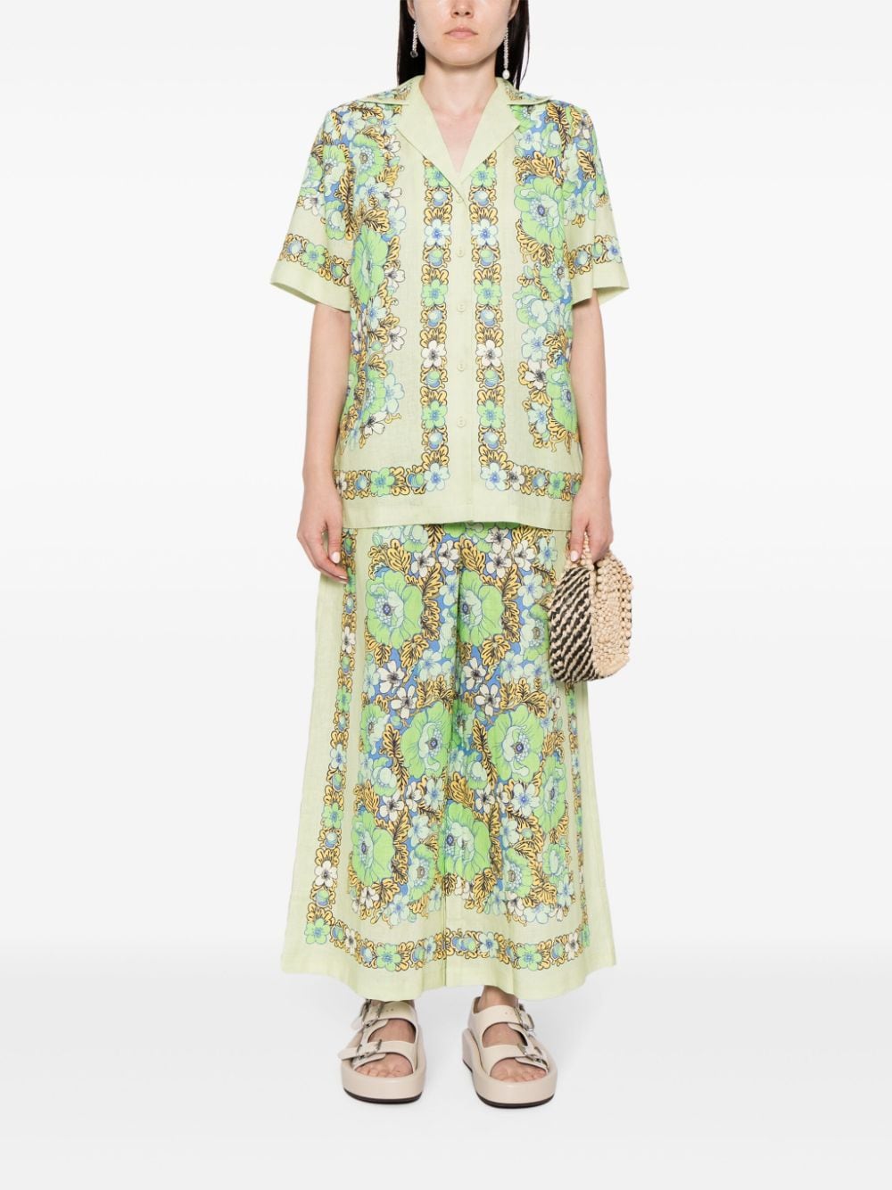 ALEMAIS Velma floral-print linen shirt - Groen