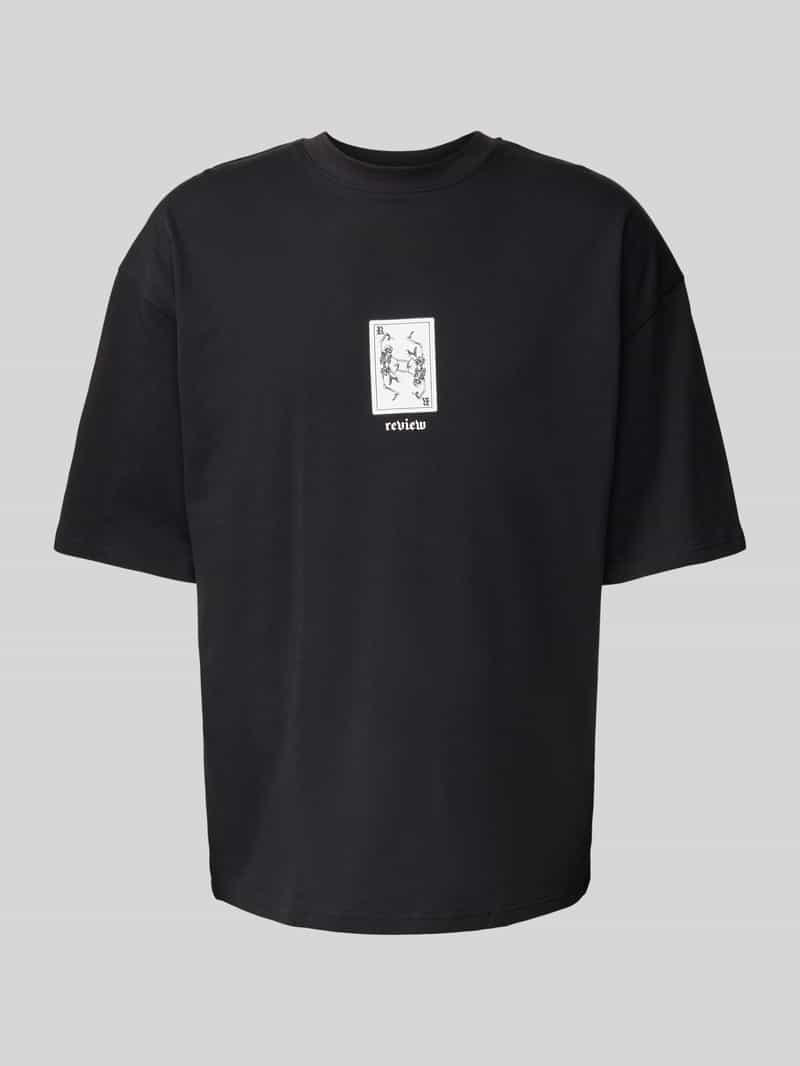 REVIEW T-shirt met label- en motiefprint
