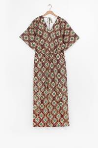 Sissy-Boy Donkerbruine Kaftan Jumpsuit Met Ikat Print