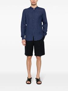 Boggi Milano band-collar linen shirt - Blauw