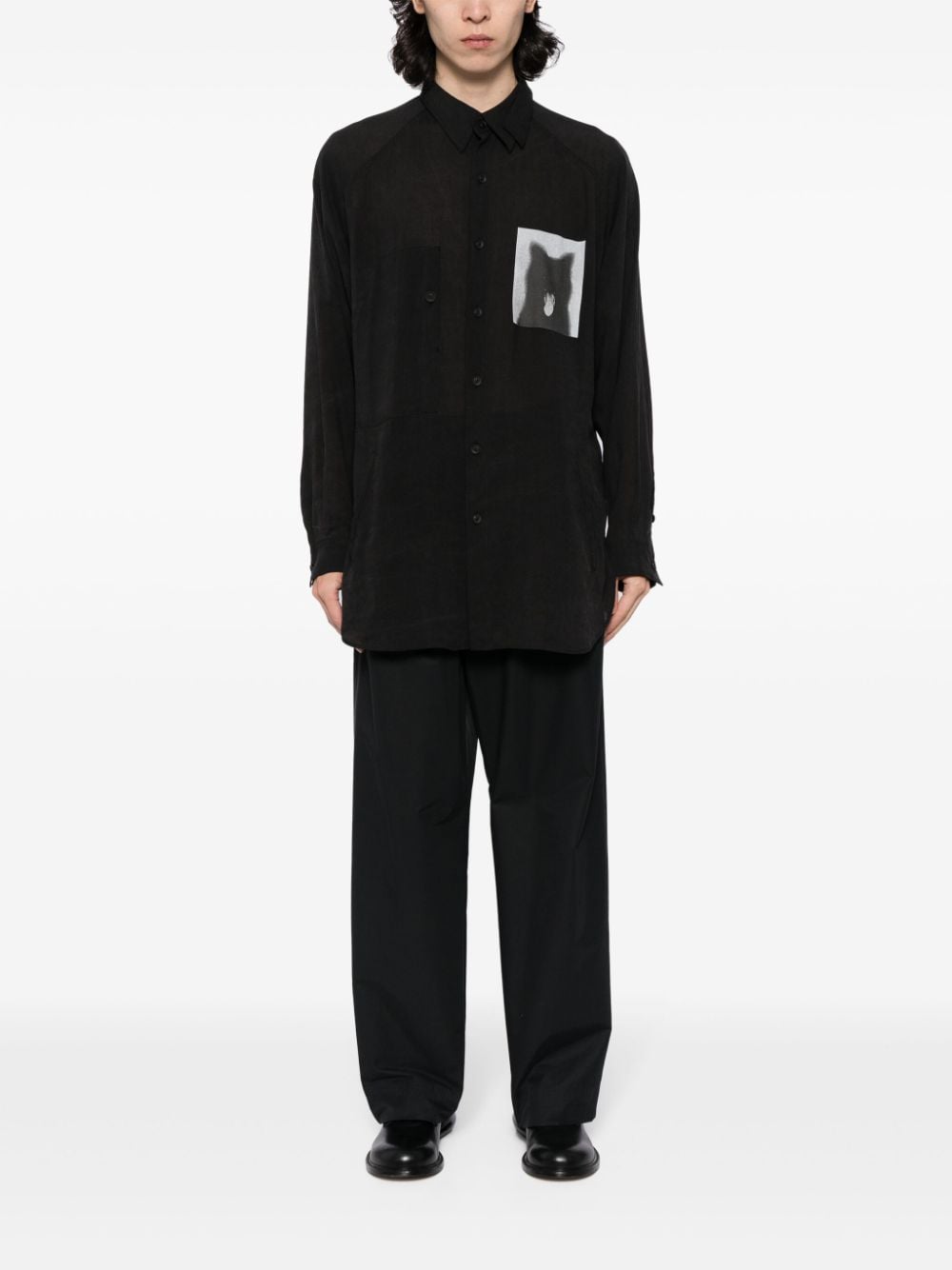 Yohji Yamamoto graphic-print shirt - Zwart