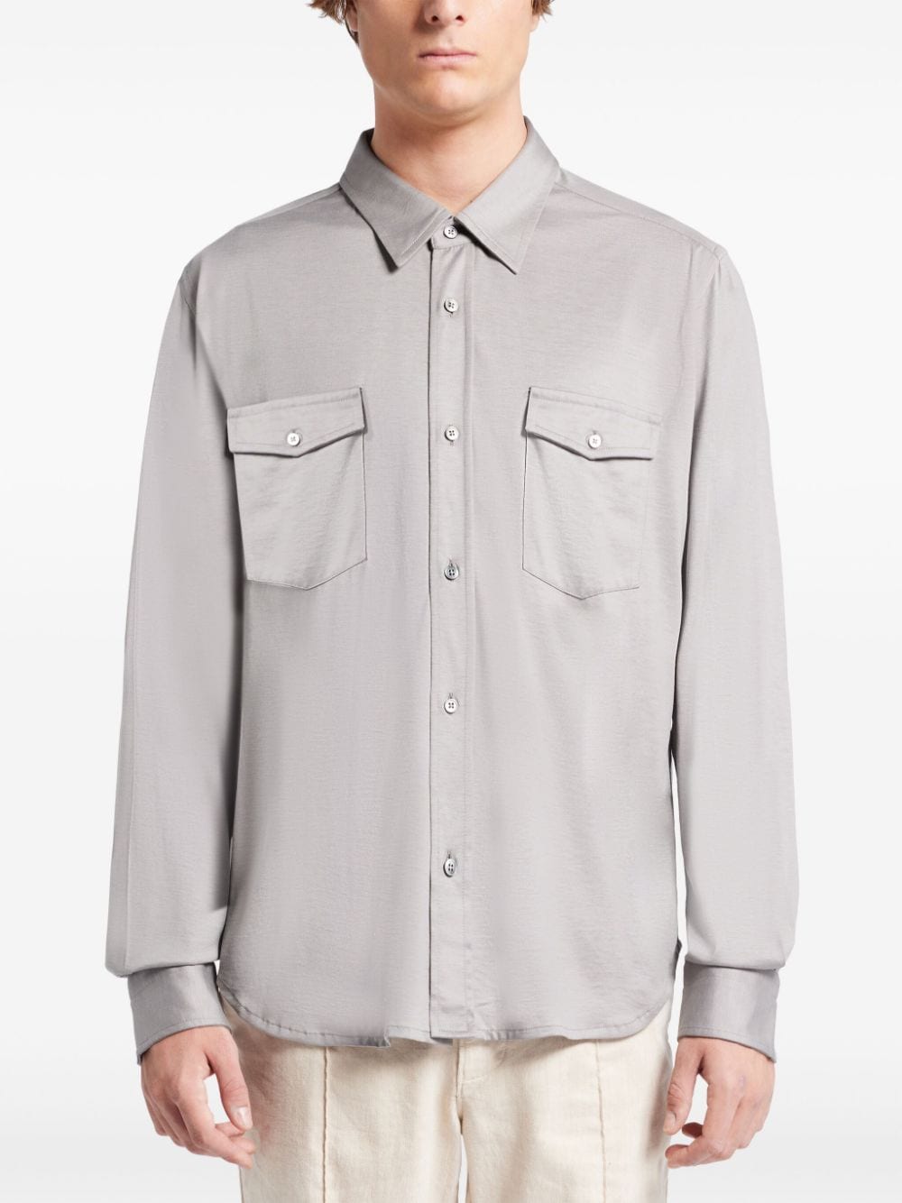 TOM FORD button-up silk-cotton shirt - Grijs