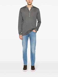 120% Lino long-sleeve linen T-shirt - Grijs