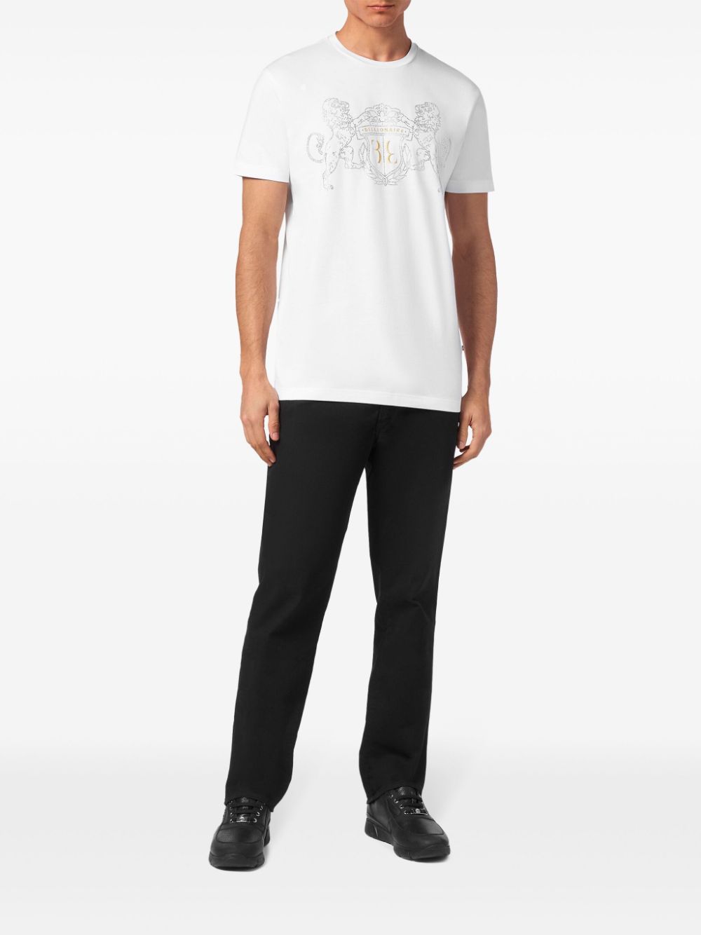 Billionaire rhinestone-embellished cotton T-shirt - Wit