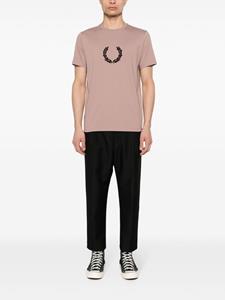 Fred Perry flocked-logo cotton T-shirt - Roze