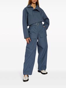 Jil Sander belted straight-leg cotton trousers - Blauw