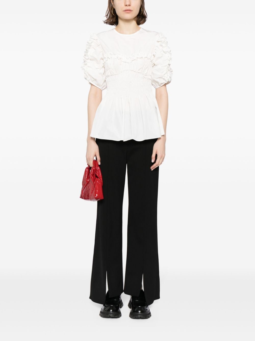 Cecilie Bahnsen ruffled flared blouse - Wit