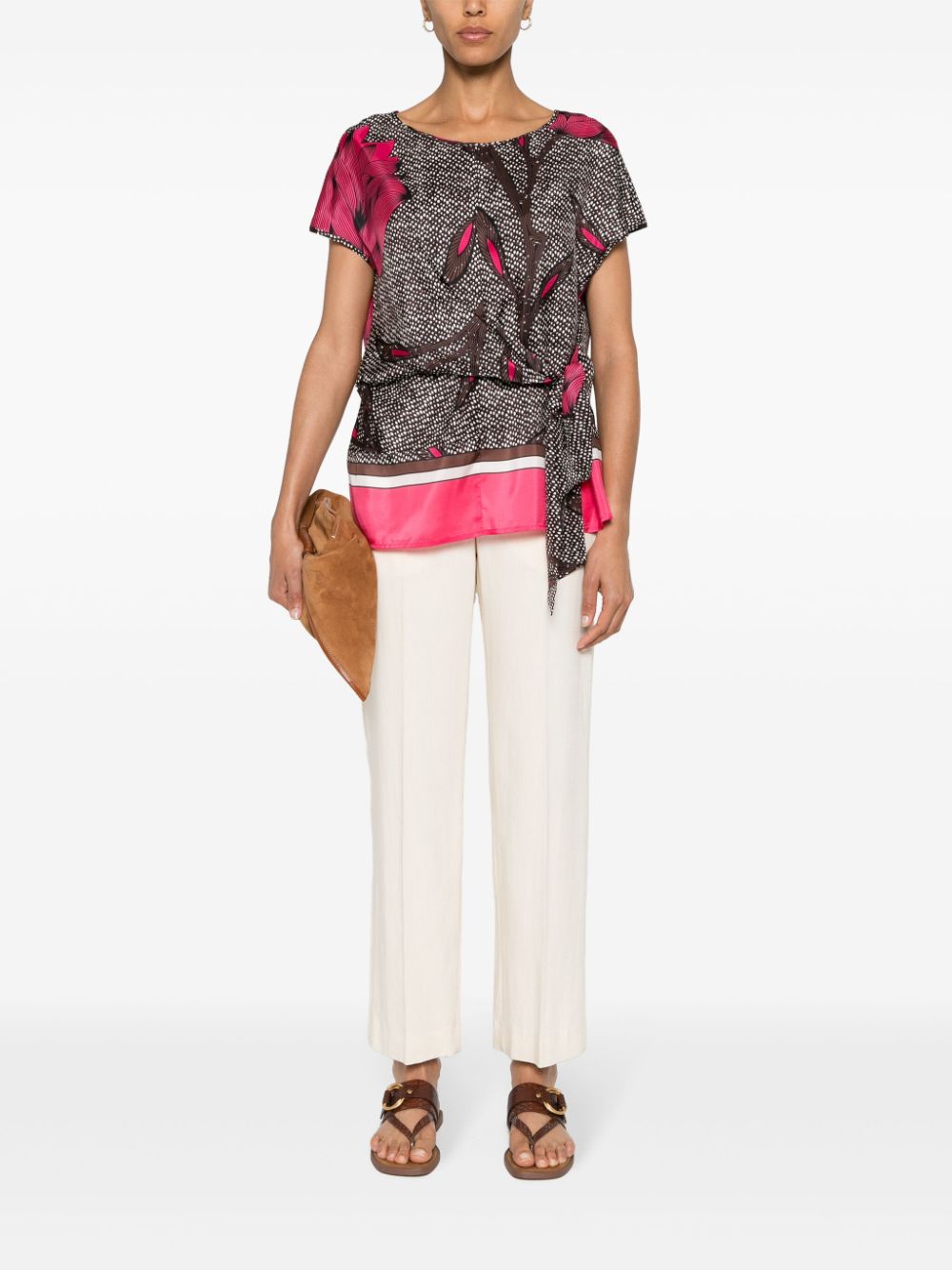 P.A.R.O.S.H. botanical-print silk blouse - Roze