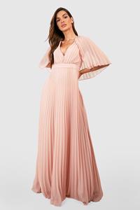 Boohoo Geplooide Bruidsmeisjes Maxi Jurk Met Mantel Detail, Rose