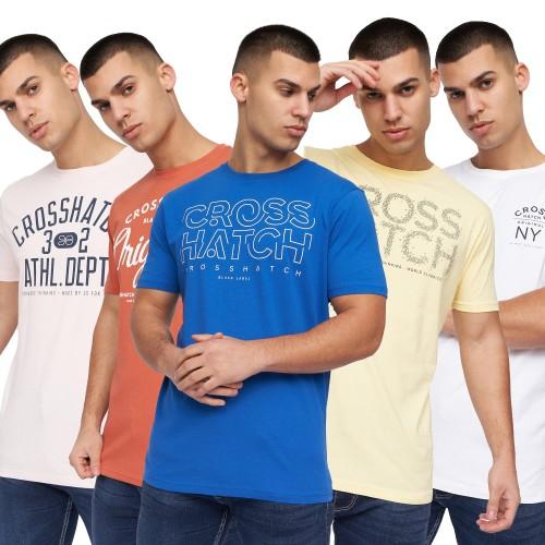 Crosshatch heren Feltcast T-shirt (Pakket van 5)