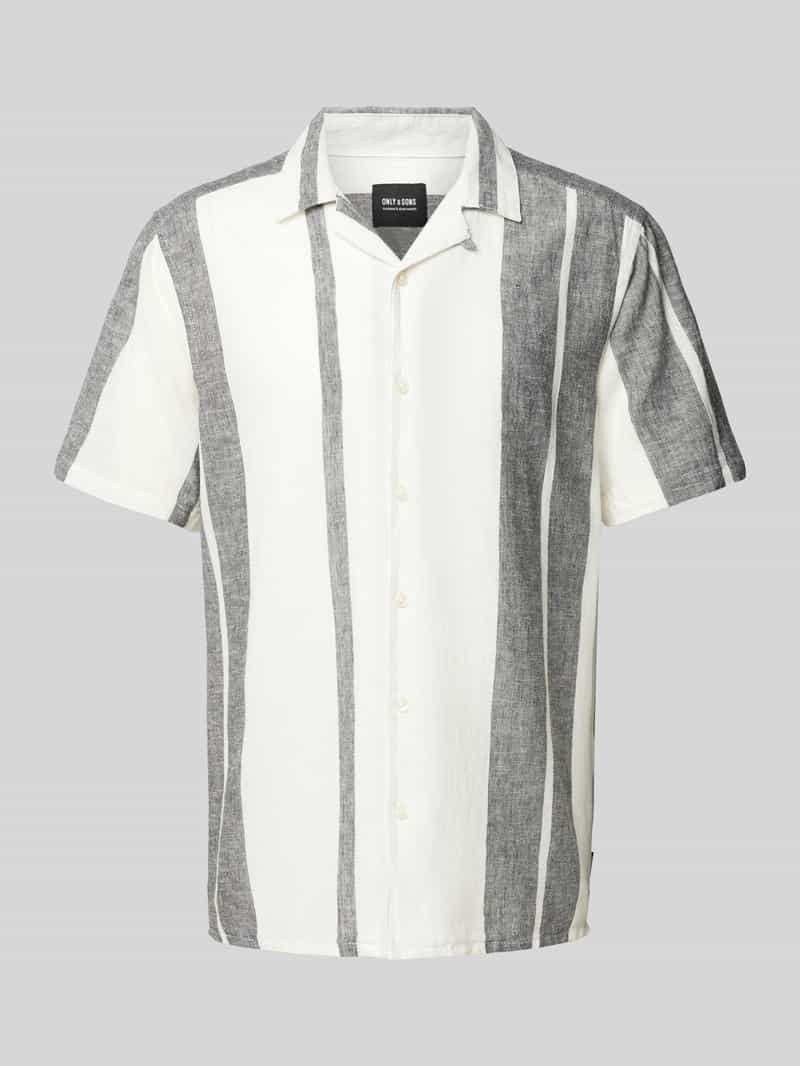 ONLY & SONS Kurzarmhemd "ONSCAIDEN SS STRIPE LINEN RESORT NOOS"