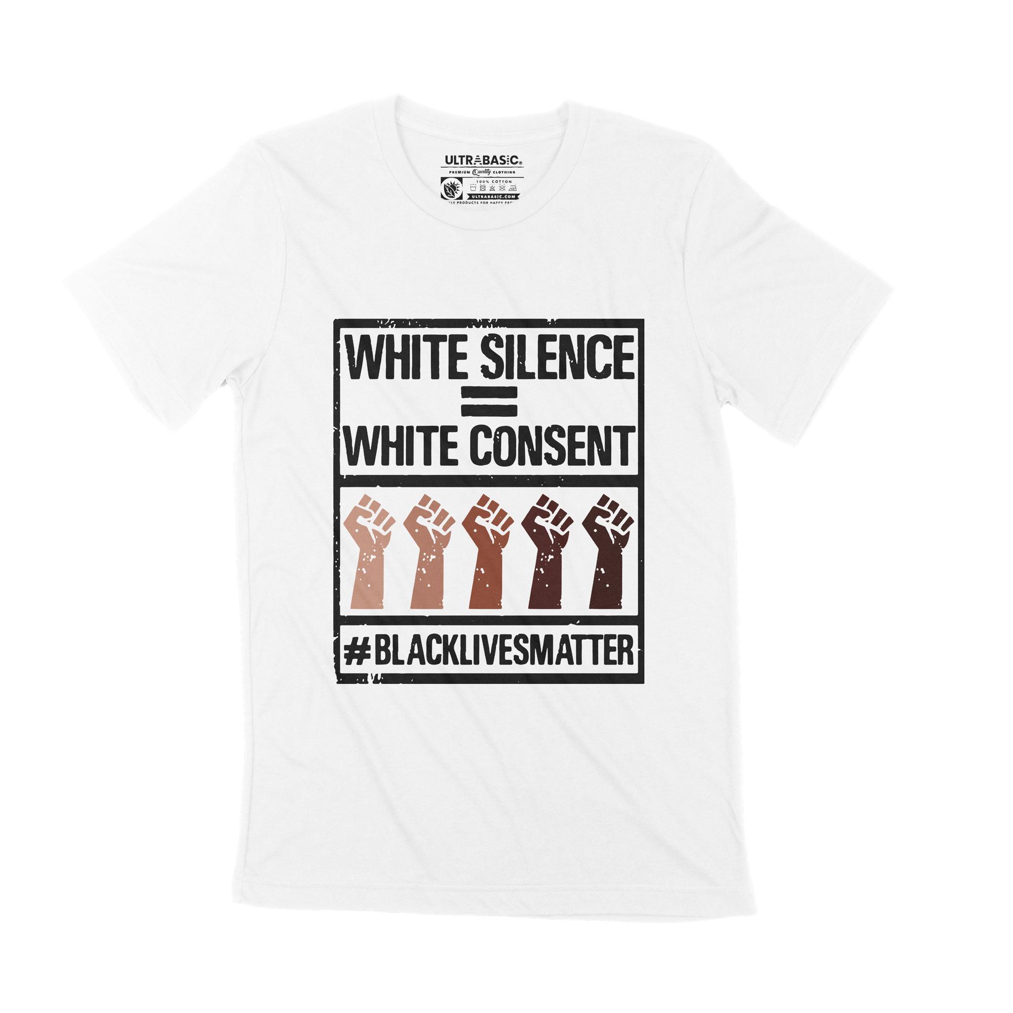 Ultrabasic Heren T-shirt Black Lives Matter Shirt Wit Stilte Grafisch T-shirt Vintage kleding