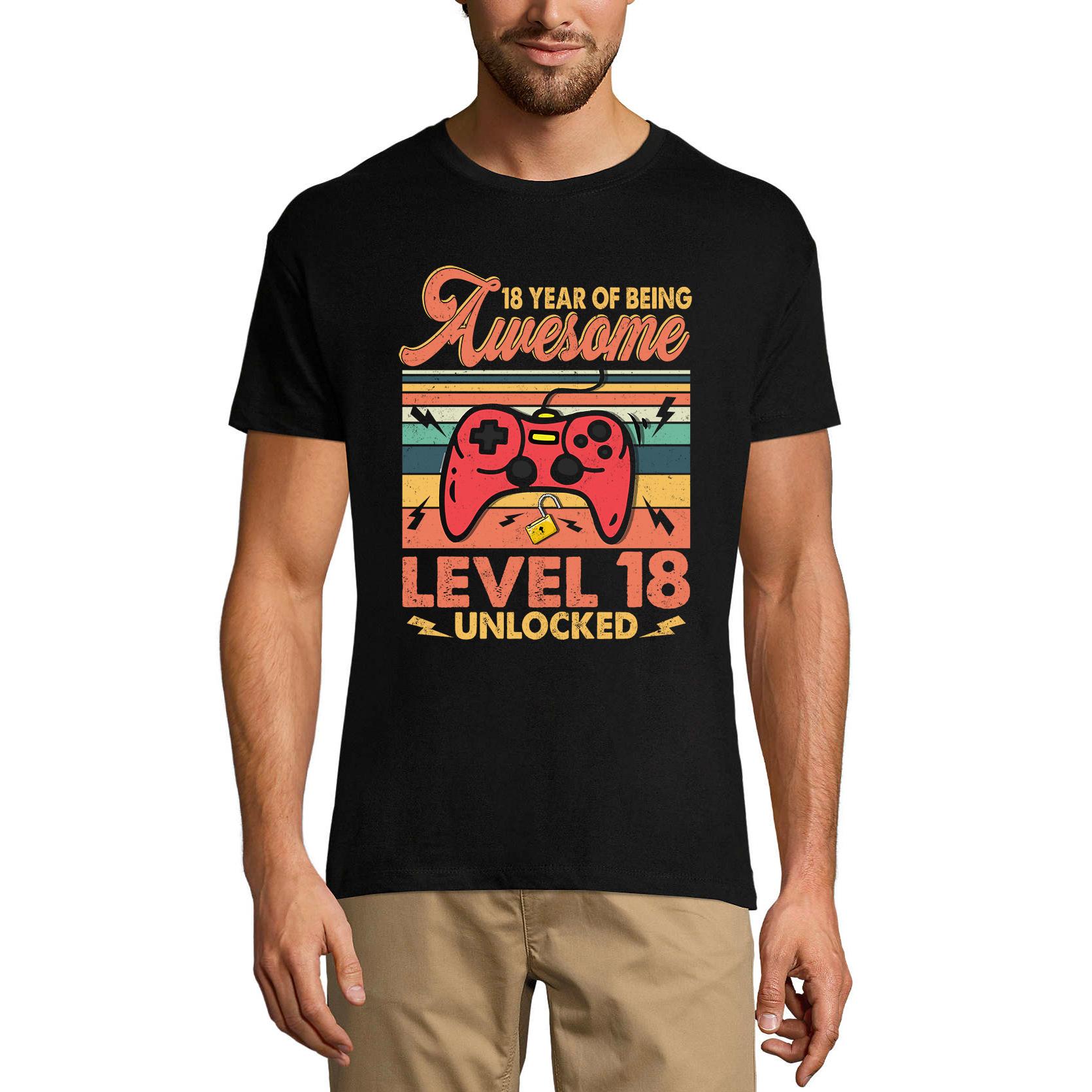 Ultrabasic Heren T-shirt 18 jaar geweldig zijn - niveau 18 ontgrendeld - verjaardagsshirt