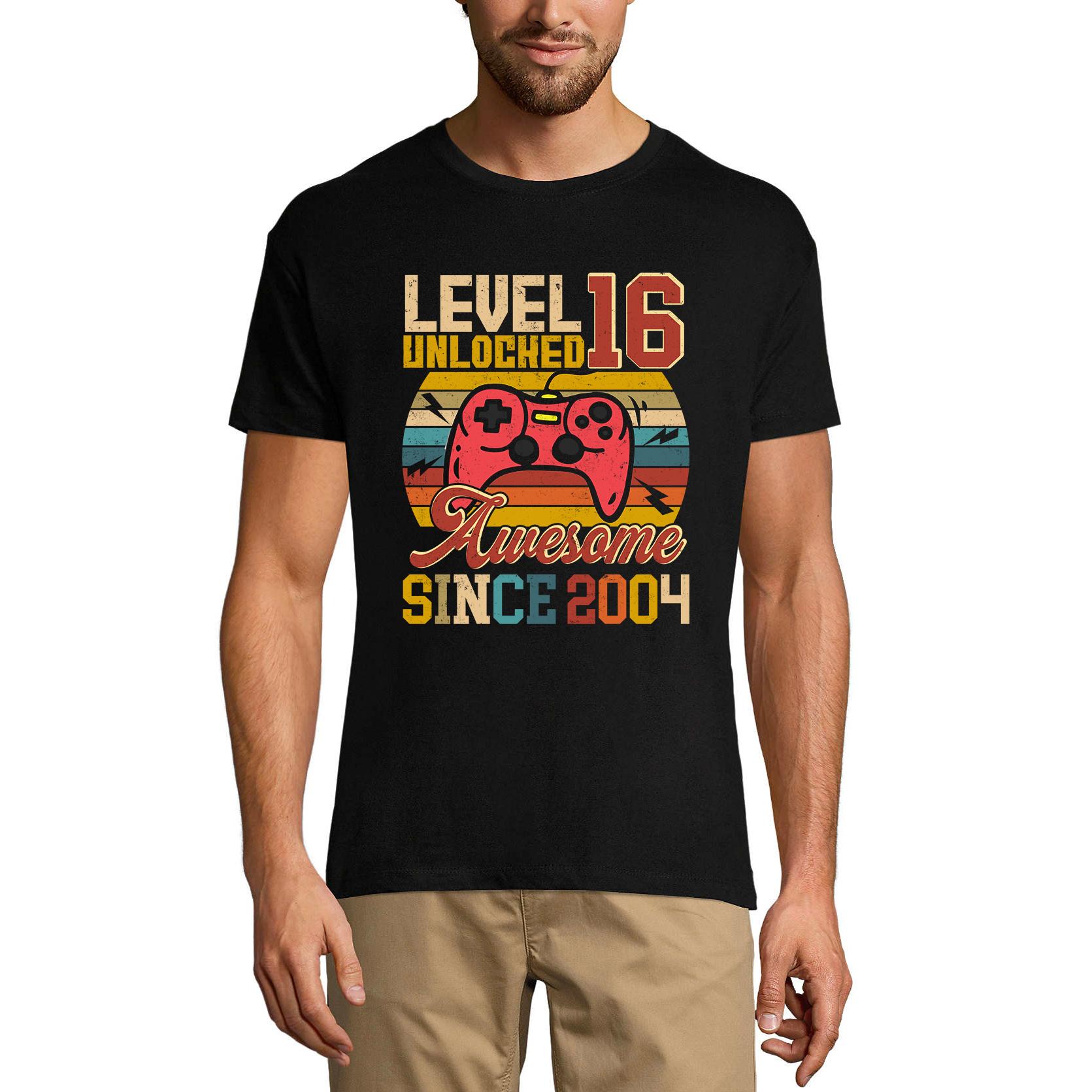 Ultrabasic Gaming-T-shirt voor heren, niveau 16 ontgrendeld - geweldig sinds 2004 - 16e verjaardagscadeau