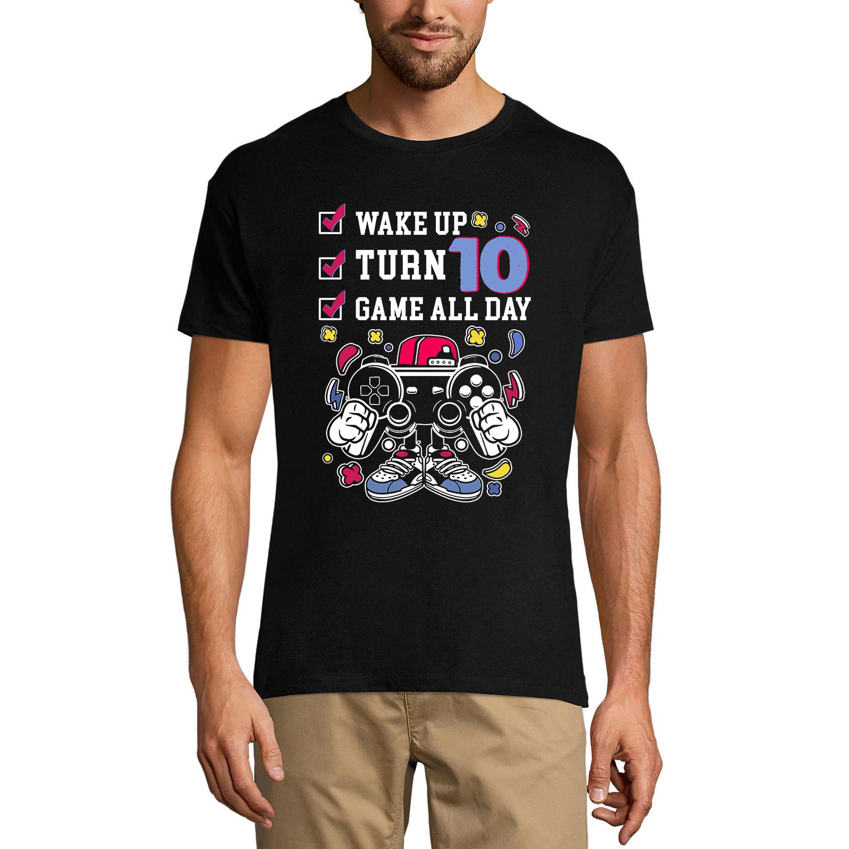 Ultrabasic Gaming T-shirt voor heren Wake Up Turn 10 Game All Day - 10e verjaardagscadeau T-shirt