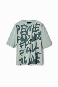 Desigual Oversized T-shirt met tekst - GREEN