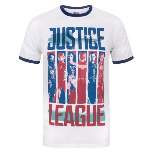 Justice League Heren karakterstrips Ringer T-shirt