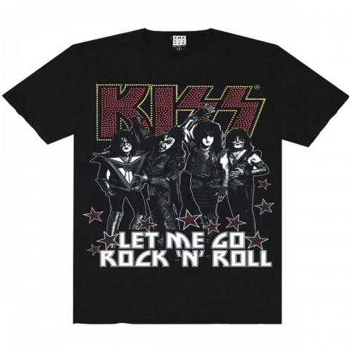 Amplified Versterkte Mens Let Me Go Rock N Roll Kiss Diamante T-Shirt