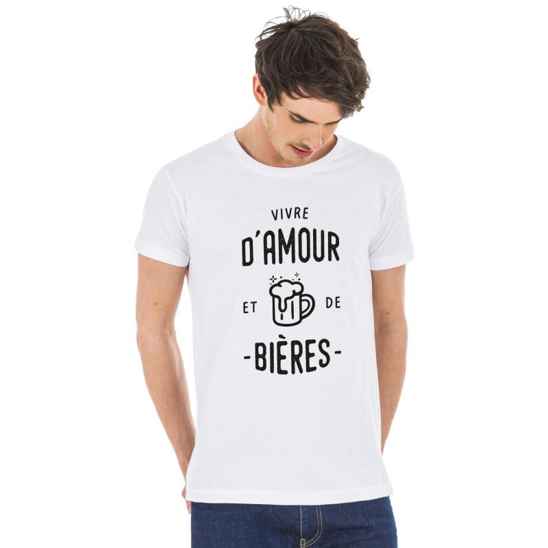 Les Éphémères Heren T-shirt - LIVING ON LOVE AND BEERS