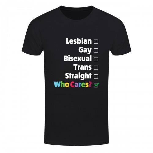 Grindstore Mens Lesbische, Gay Who Cares T-Shirt