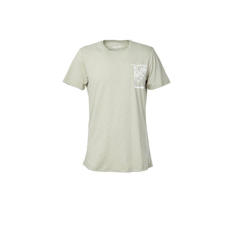 Keep Out Heren T-shirt met ronde hals en tropisch patroon Mint