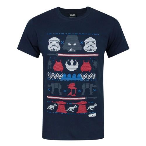 Star Wars Mens Dark Side Fair Isle Kerst T-Shirt