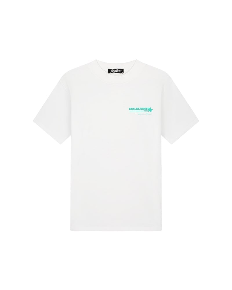 Malelions Men Hotel T-Shirt - White/Turquoise