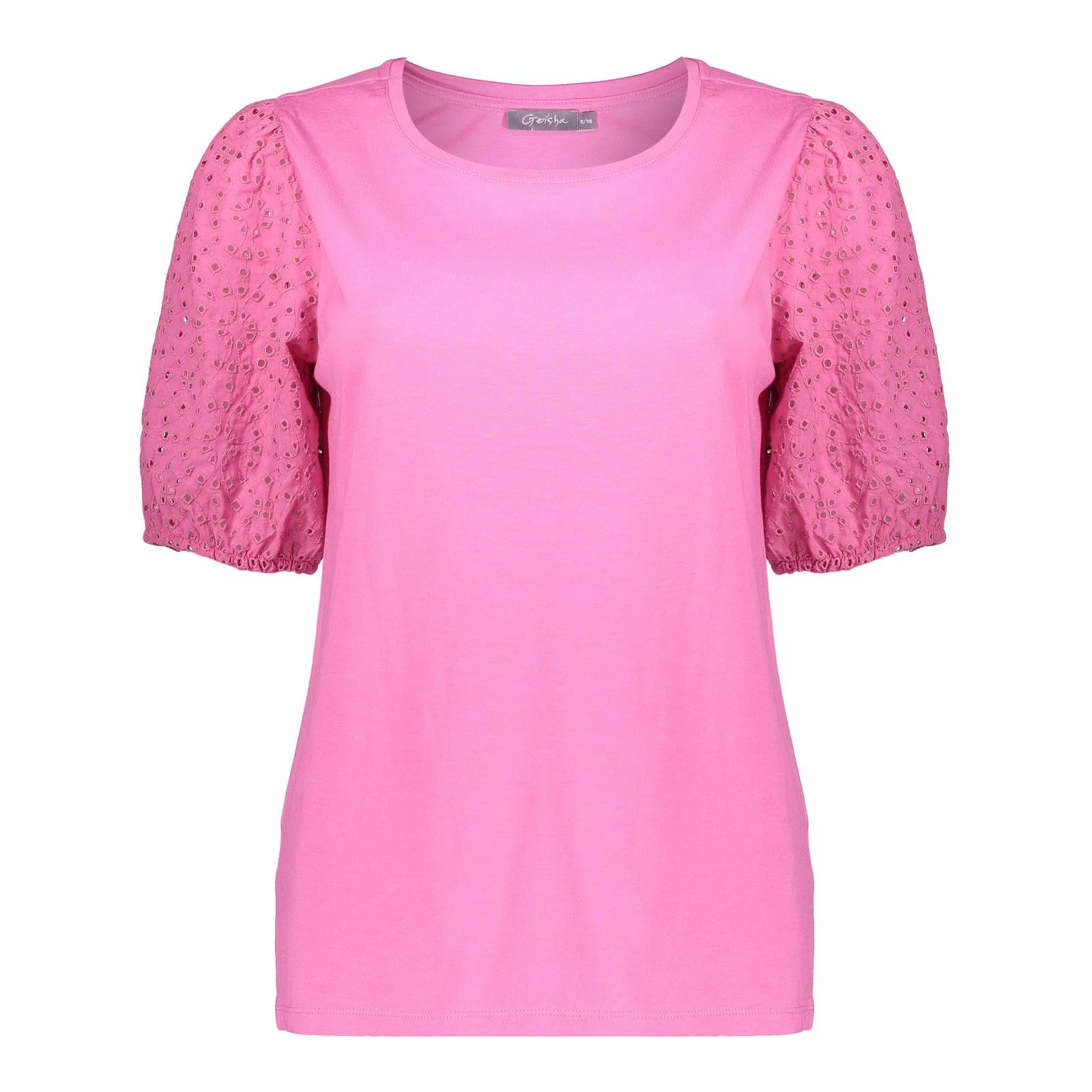 Geisha 42375-41 420 t-shirt brodery sleeves pink