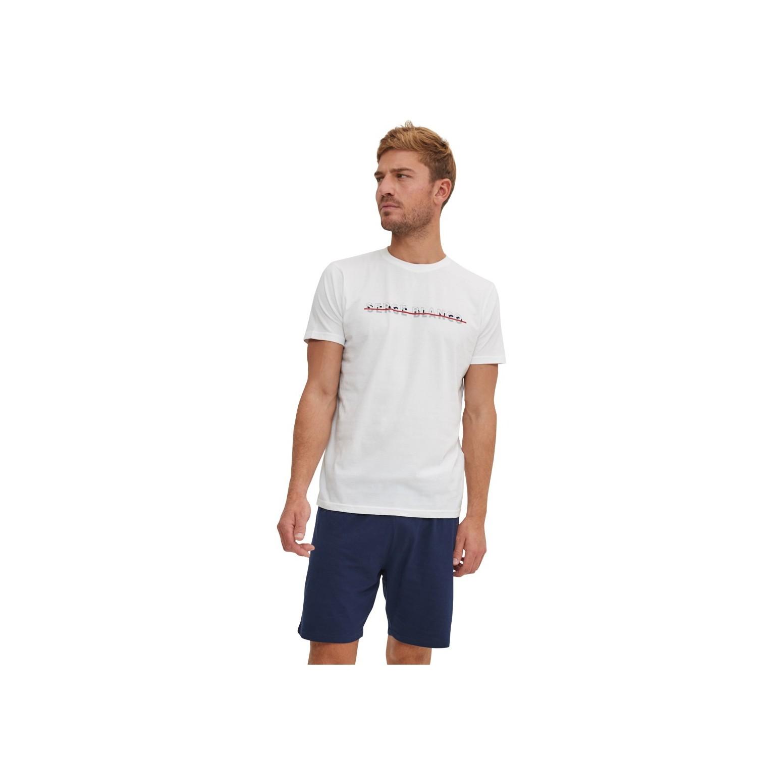 Serge Blanco Korte pyjamaset Katoenen T-shirt met ronde hals voor heren