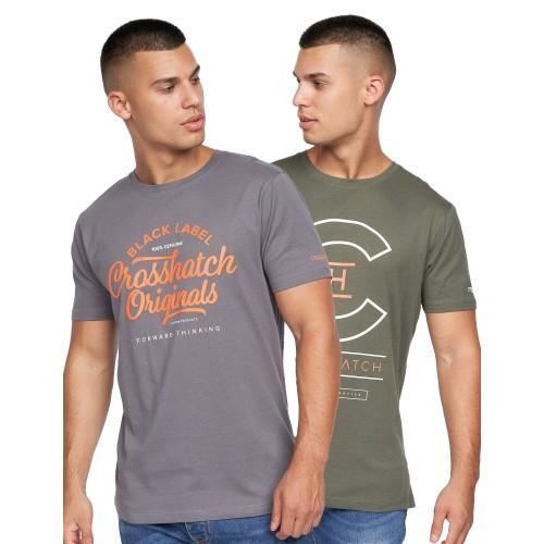 Crosshatch Univarsity-T-shirt voor heren (Pak van 2)