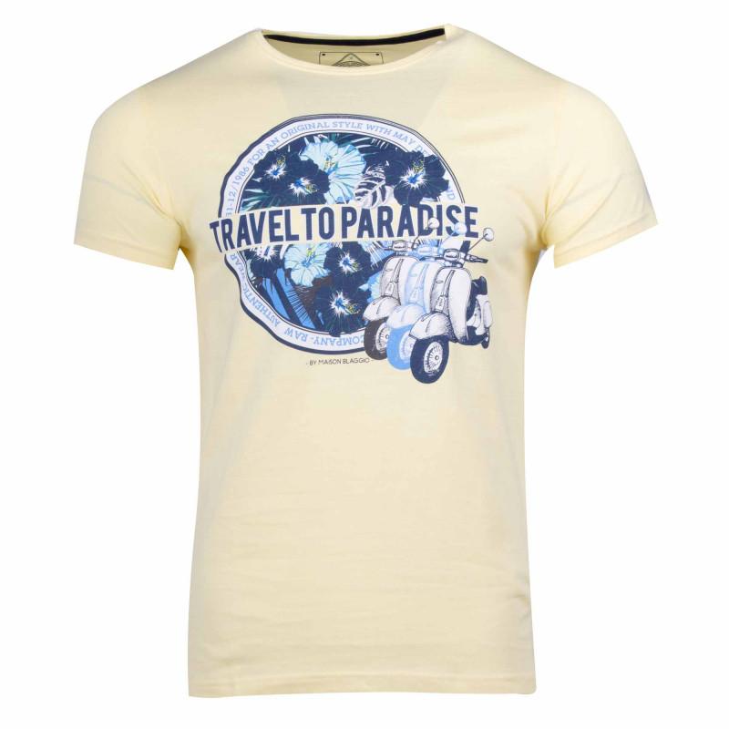 BLAGGIO Tee shirt manches courtes imprime coton doux Paradise margot assor 24 Homme 