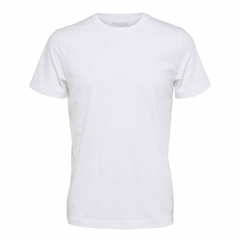 Selected Tee shirt manches courtes col rond coton bio uni Homme 