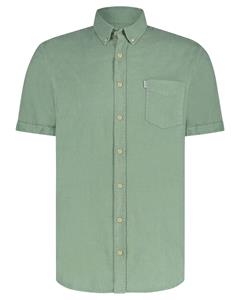 State Of Art Short Sleeve Hemd Leinen Grün