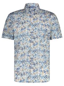 State Of Art Short Sleeve Hemd Druck Blau Beige