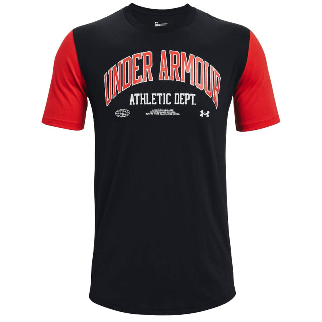 Under Armour Athletic Department Colorblock SS Tee, zwart T-shirt voor heren