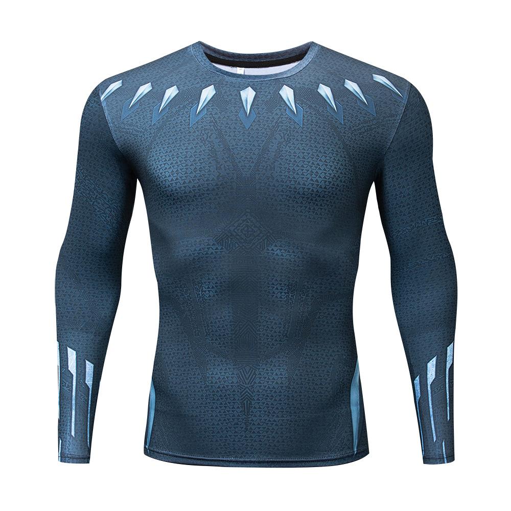 Rocacorp Compressieshirt voor heren, 3D-bedrukte T-shirts, sneldrogende hardloopleggings, sportkleding met lange mouwen, trainingskleding