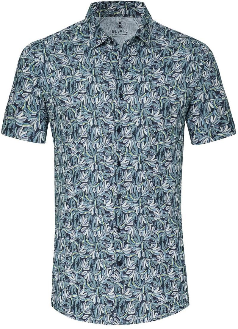 Desoto Short Sleeve Jersey Hemd Blumenmuster Blau