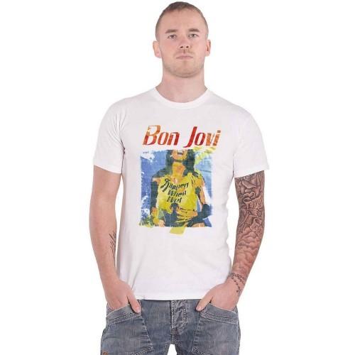 Bon Jovi Unisex Adult Slippery When Wet Original Cover Katoenen T-Shirt