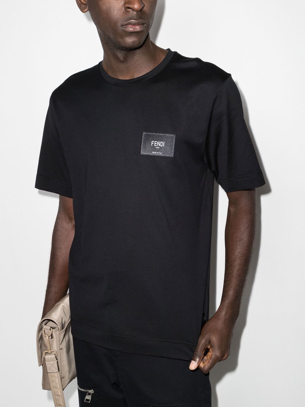 FENDI T-shirt met logopatch - Zwart