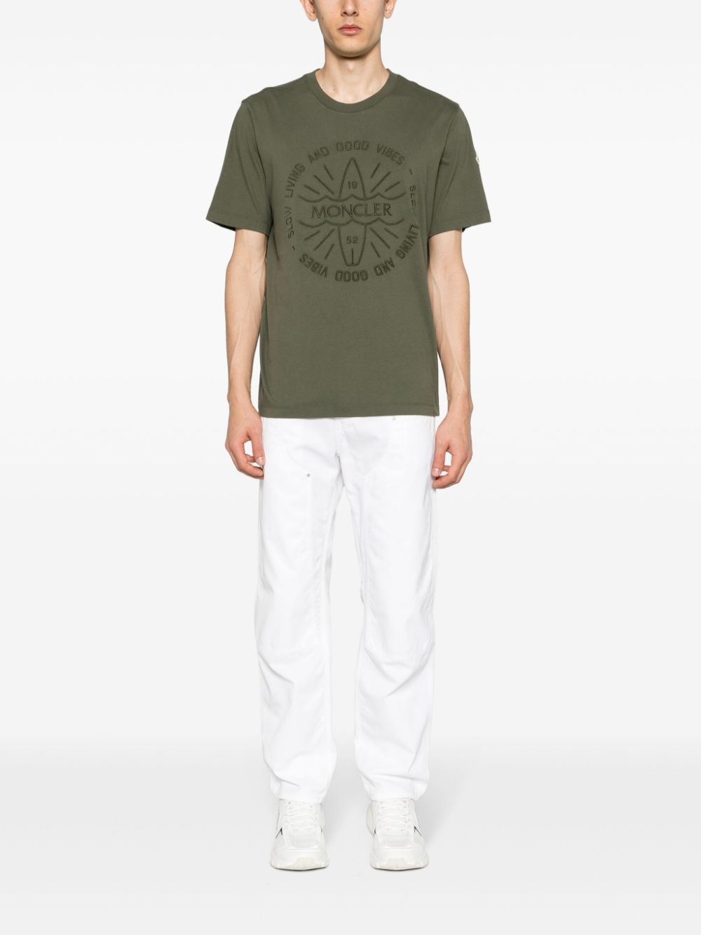 Moncler T-shirt met geborduurd logo - Groen