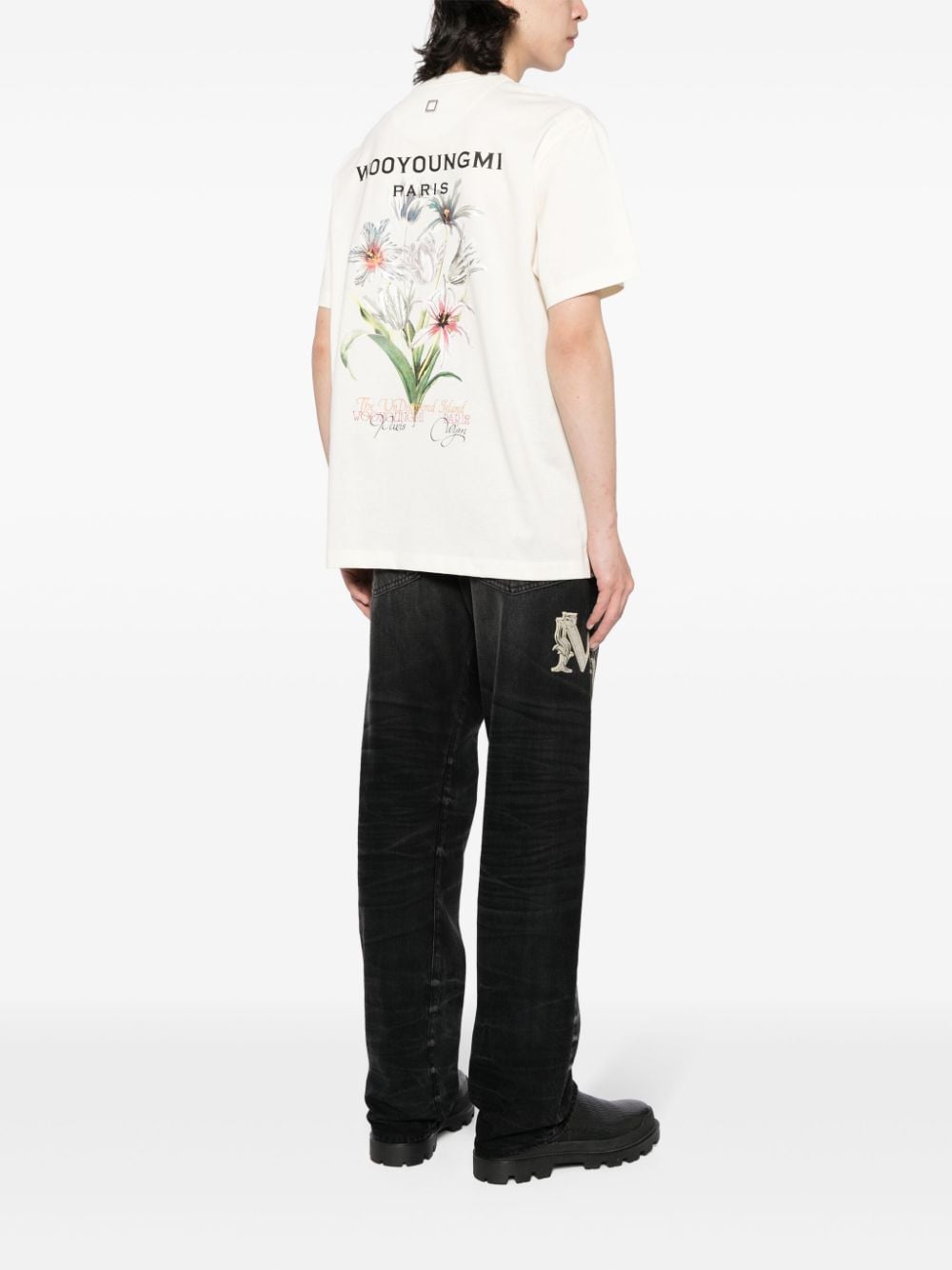 Wooyoungmi floral-print cotton T-shirt - Beige