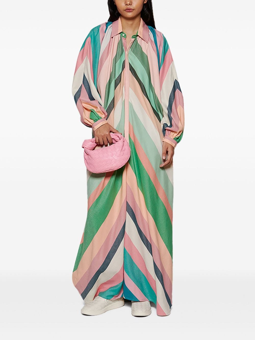 Marrakshi Life Touareg chevron-stripe maxi dress - Roze