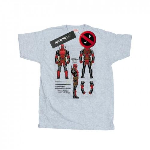 Marvel Mens Deadpool Action Figure Blueprints T-Shirt