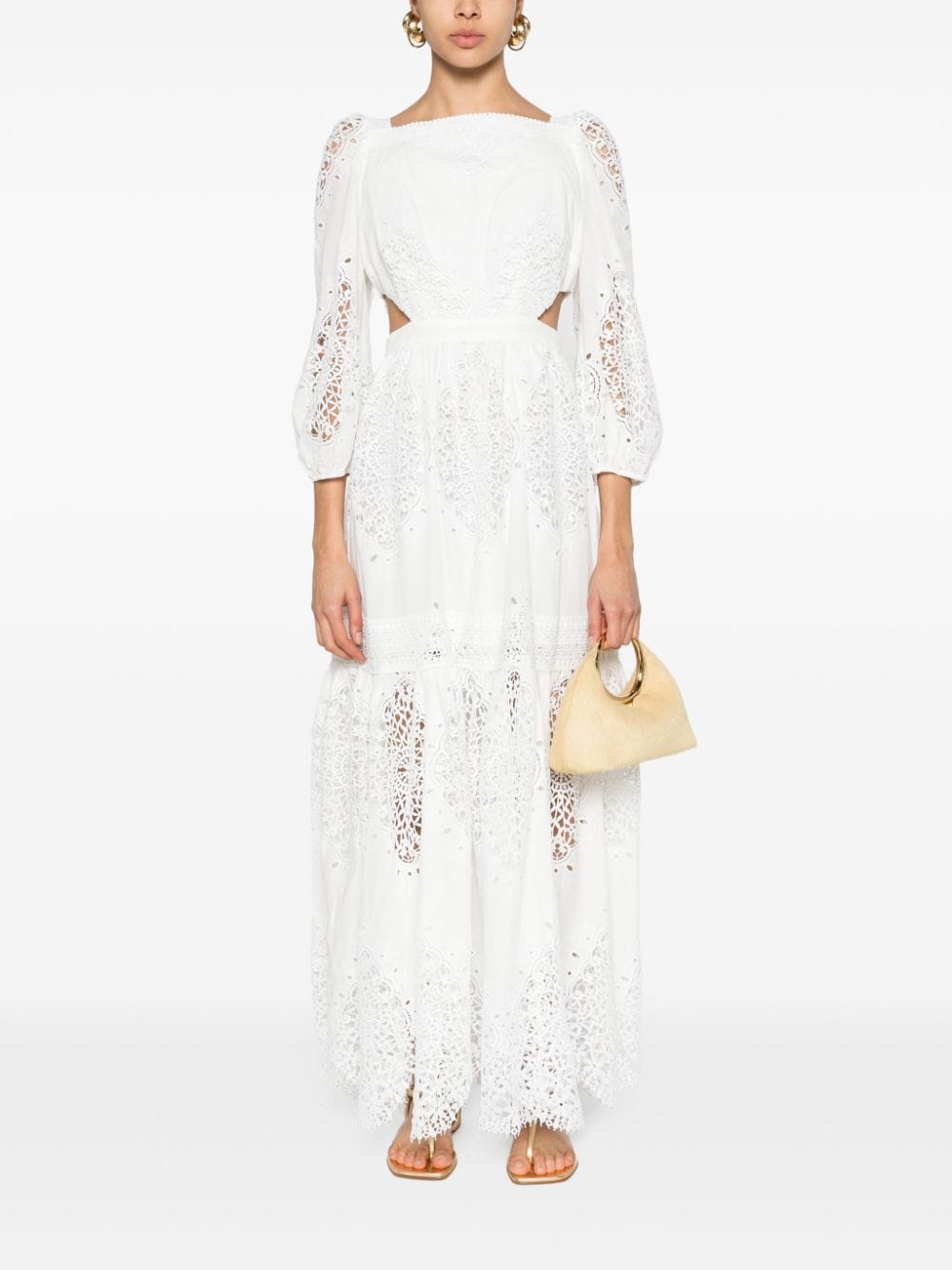 Evarae Cara lace-embroidered maxi dress - Wit