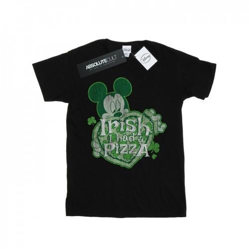 Disney Mens Mickey Mouse Shamrock Pizza T-Shirt