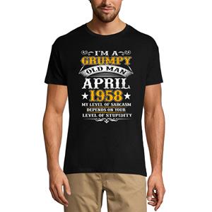 Ultrabasic Heren T-Shirt I'm a Grumpy Old Men's T-Shirt April 1958 - Level of Sarcasme 62nd Birthday Gift Tee Shirt