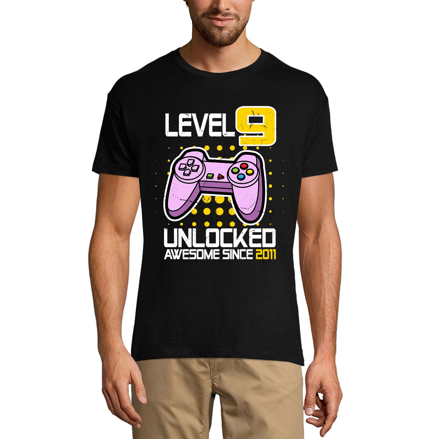 Ultrabasic Heren gaming T-shirt niveau 9 ontgrendeld geweldig sinds 2011 - Gamer 9e verjaardag tee shirt