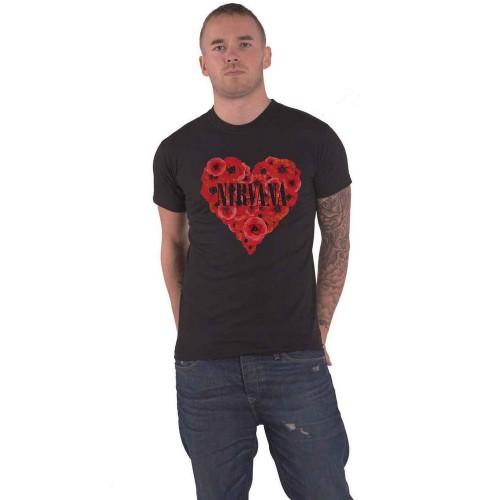 Nirvana Unisex Adult Poppy Heart Cotton T-Shirt