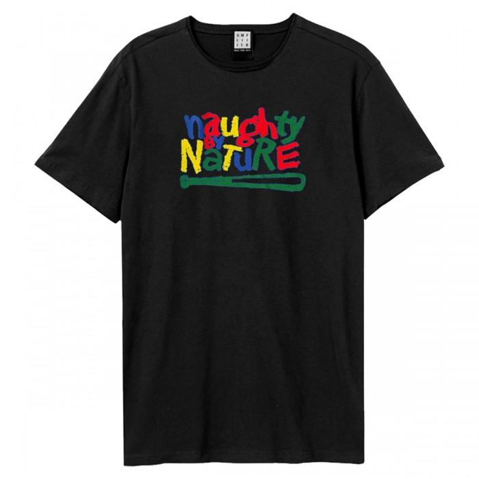 Amplified Mens Colorful Naughty By Nature Logo T-Shirt