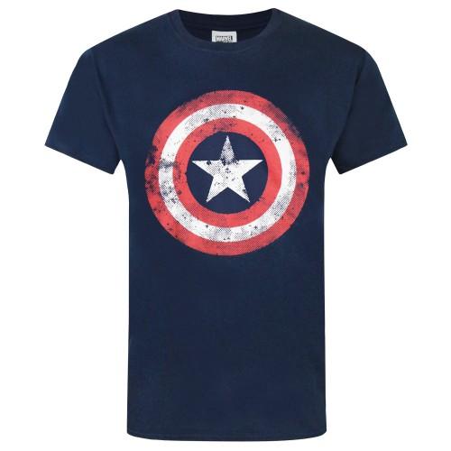 Captain America Mens Distressed Shield T-Shirt